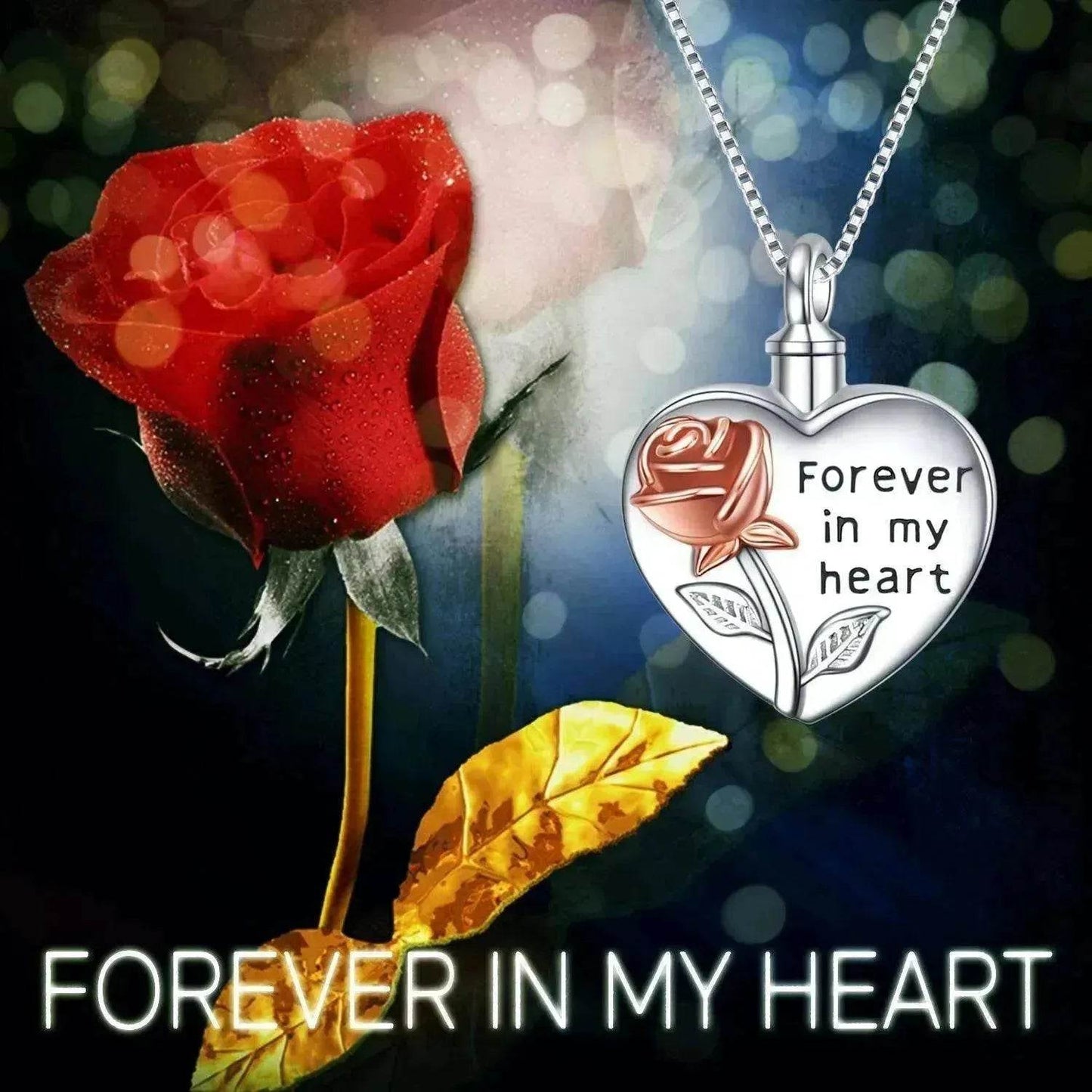 Sterling 925 Silver Rose Flower Urn Necklace for Ashes
