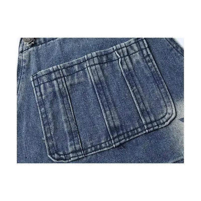 Straight Leg Wide Leg Denim Strap Pants