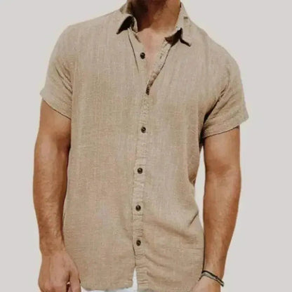 Striped Digital Printing Men's Short-sleeved Shirt