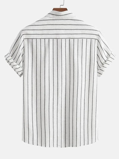 Striped Digital Printing Men's Short-sleeved Shirt