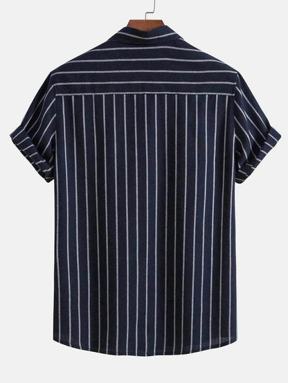 Striped Digital Printing Men's Short-sleeved Shirt