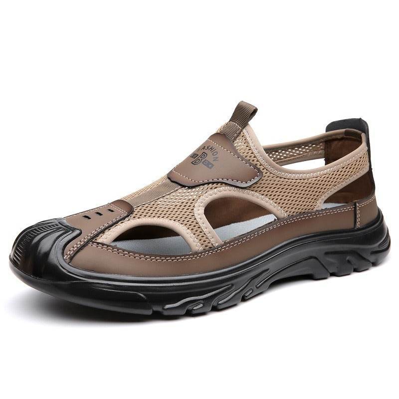 Sandales d'été respirantes pour hommes, surface en maille ajourée, décontractées, polyvalentes, à trous, d'extérieur, de voyage, à fond souple, chaussures de plage à enfiler