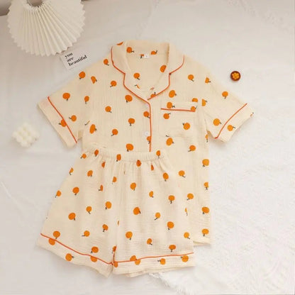 Bubble Cotton Cute Orange Pajamas For Women