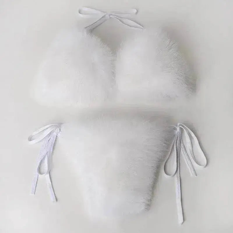 Summer New Underwear Fox Fur Solid Color Split