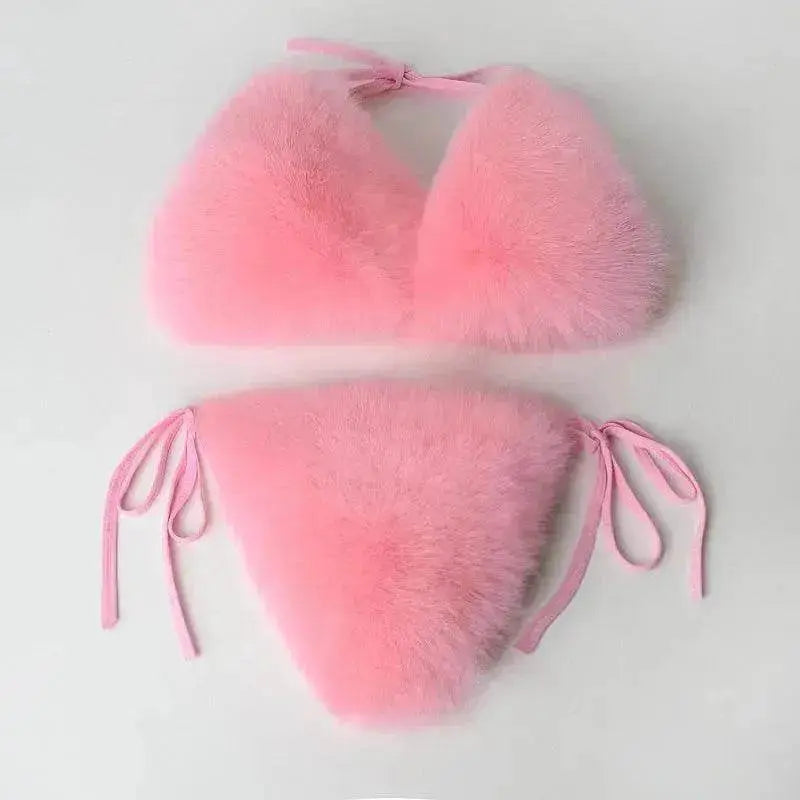 Summer New Underwear Fox Fur Solid Color Split