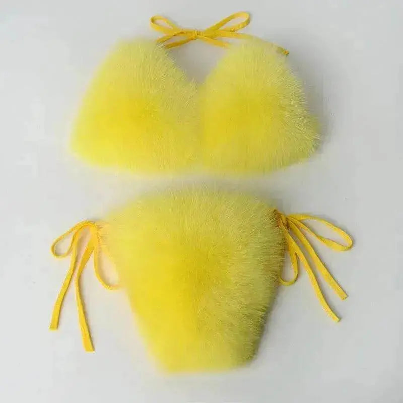 Summer New Underwear Fox Fur Solid Color Split