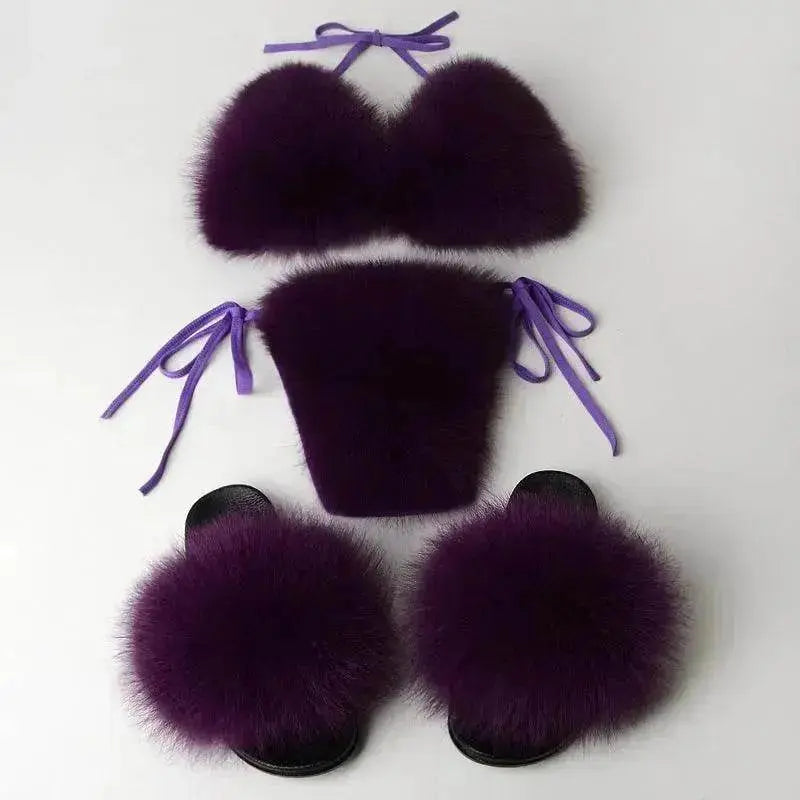 Summer New Underwear Fox Fur Solid Color Split