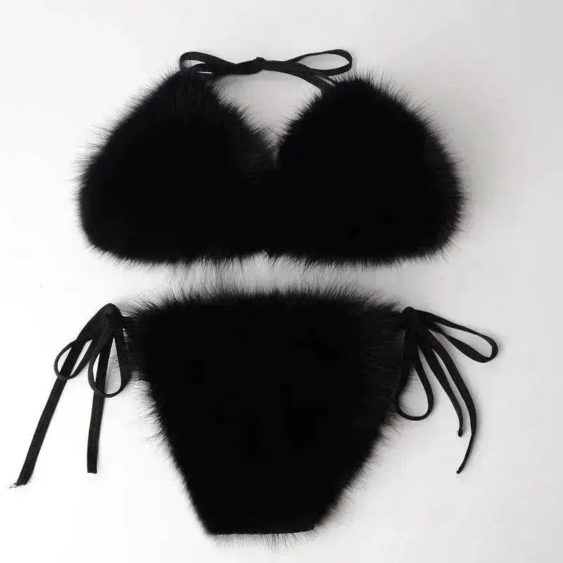 Summer New Underwear Fox Fur Solid Color Split