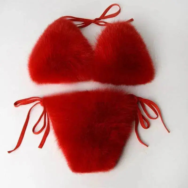 Summer New Underwear Fox Fur Solid Color Split