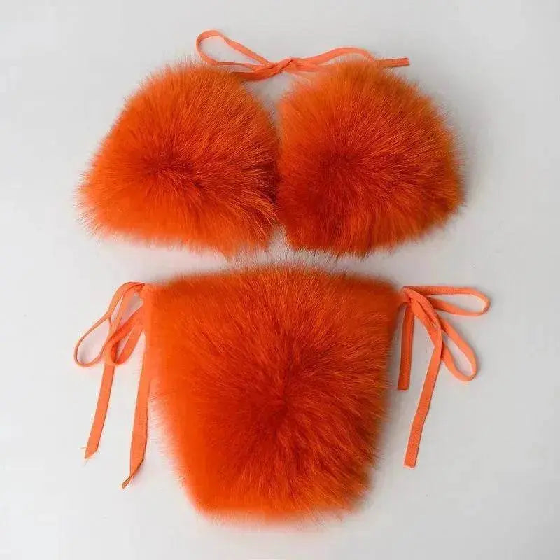 Summer New Underwear Fox Fur Solid Color Split