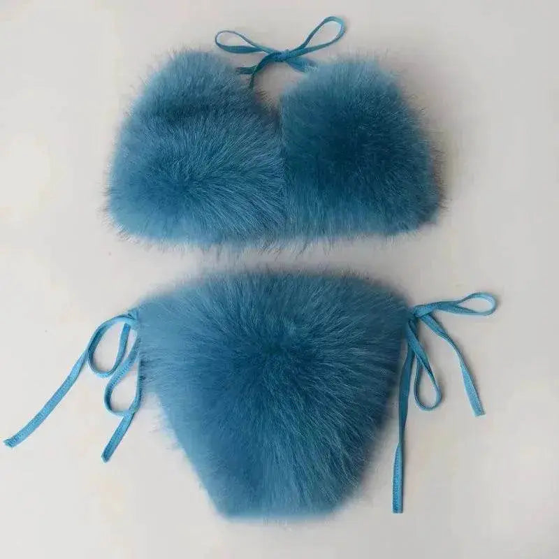 Summer New Underwear Fox Fur Solid Color Split