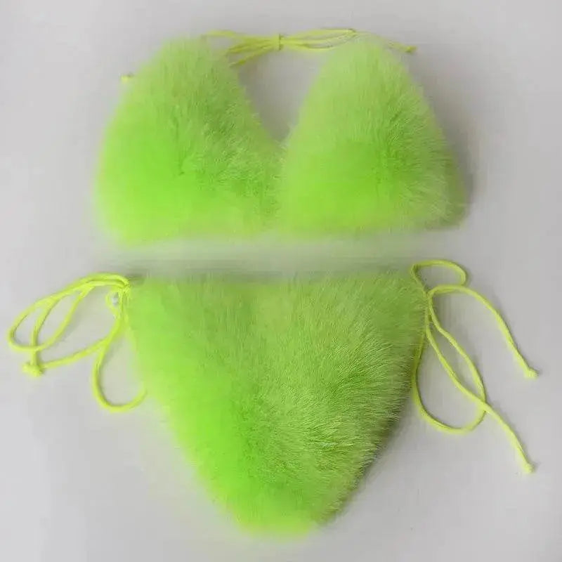 Summer New Underwear Fox Fur Solid Color Split