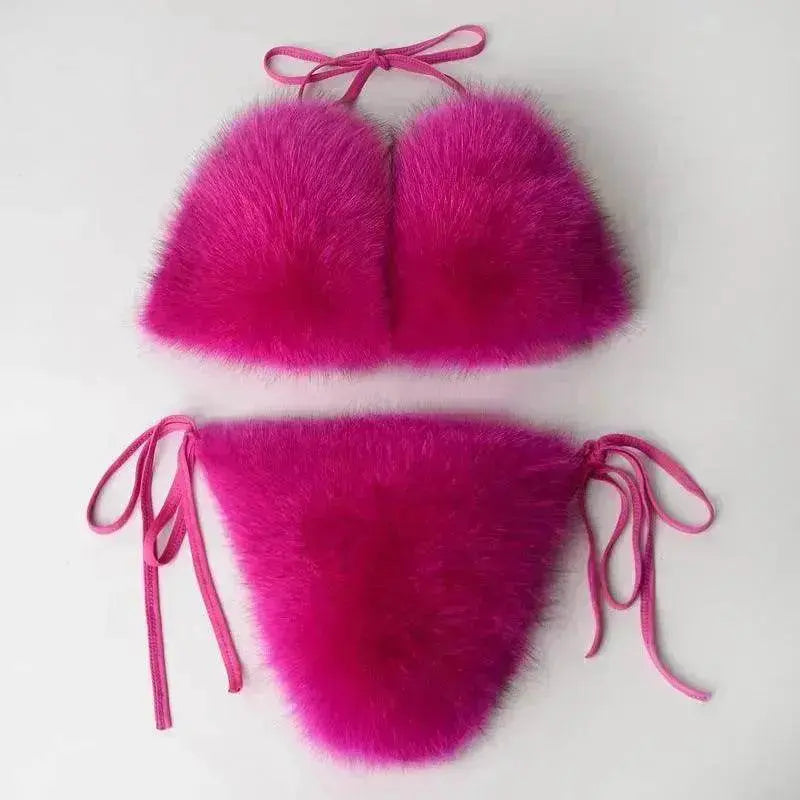 Summer New Underwear Fox Fur Solid Color Split