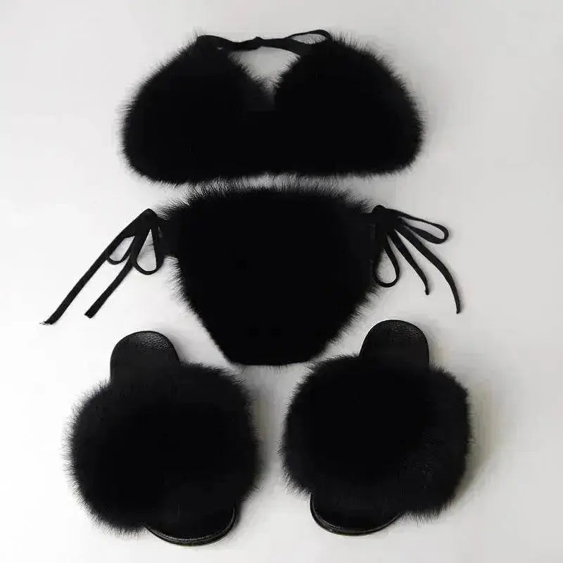 Summer New Underwear Fox Fur Solid Color Split