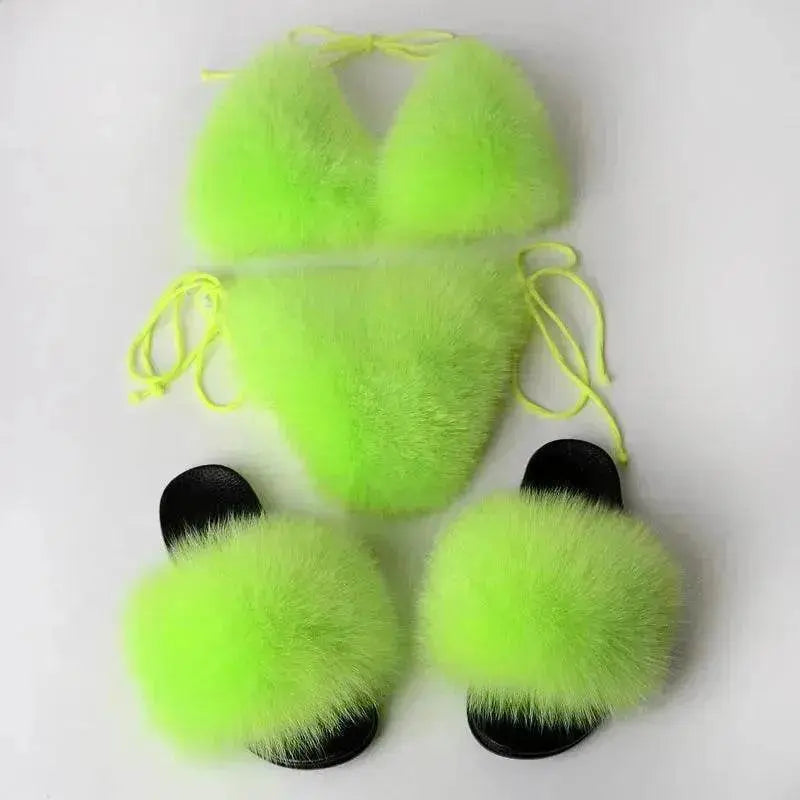 Summer New Underwear Fox Fur Solid Color Split