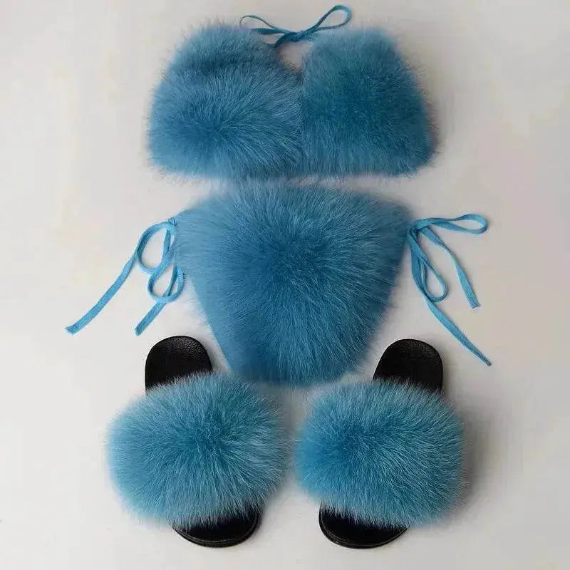 Summer New Underwear Fox Fur Solid Color Split