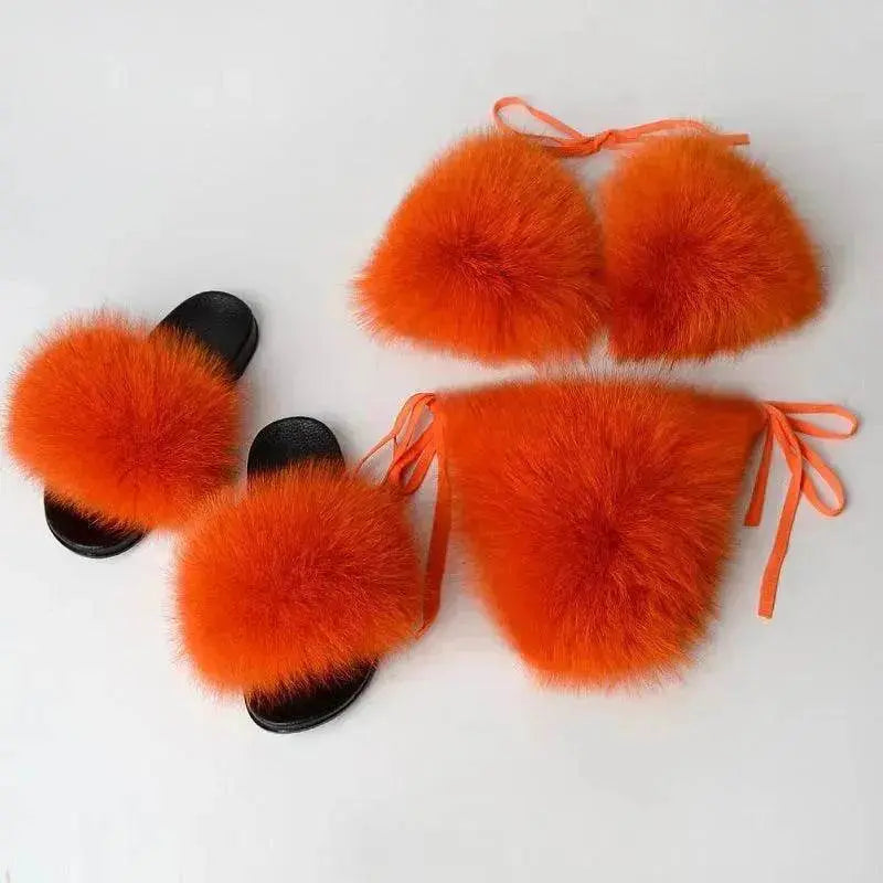 Summer New Underwear Fox Fur Solid Color Split
