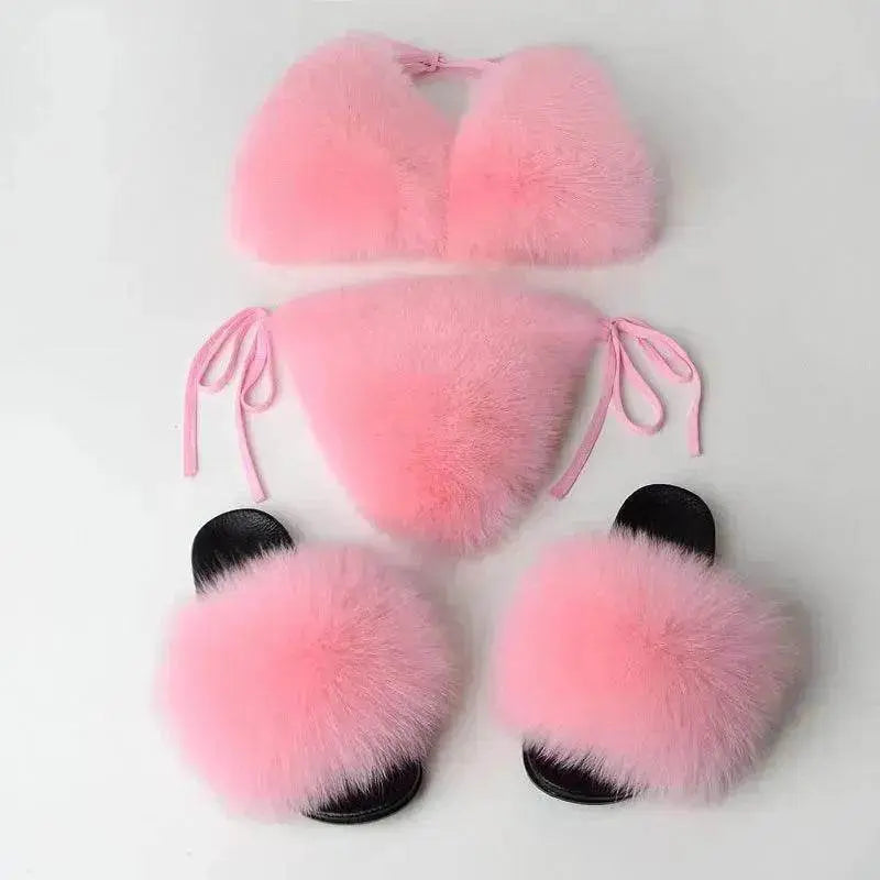 Summer New Underwear Fox Fur Solid Color Split