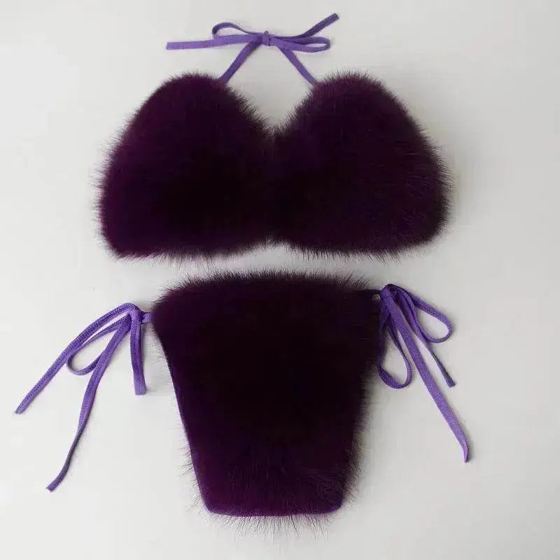 Summer New Underwear Fox Fur Solid Color Split
