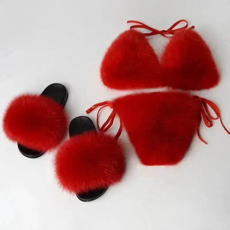 Summer New Underwear Fox Fur Solid Color Split