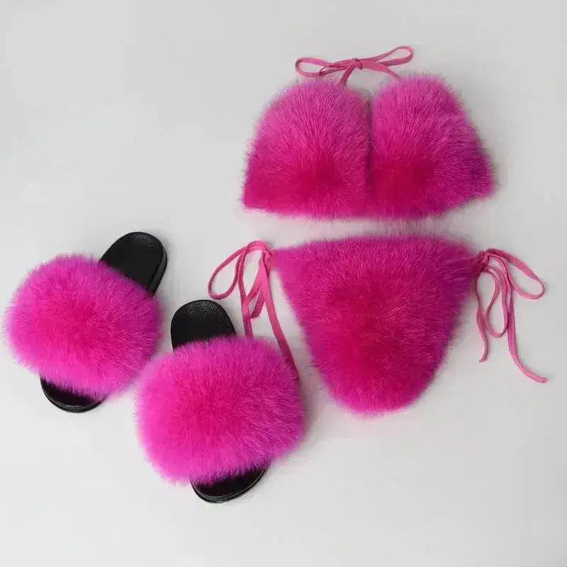Summer New Underwear Fox Fur Solid Color Split