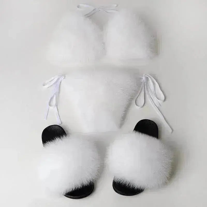 Summer New Underwear Fox Fur Solid Color Split