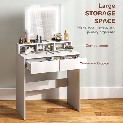 Zee Makeup Vanity Desk with LED Lights-White