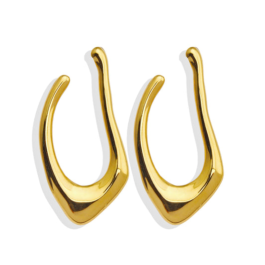 Boucles d'oreilles créoles TARAJI forme abstraite dorées