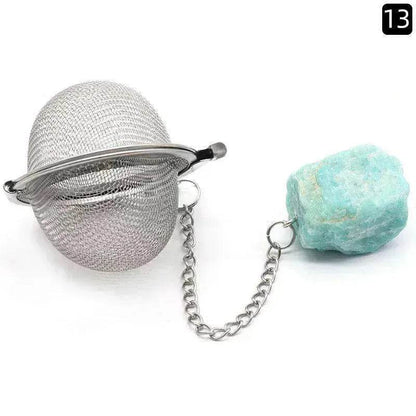 Tea Filter Natural Raw Gemstone Filter Ball Stew Ingredients Ball Stainless Steel