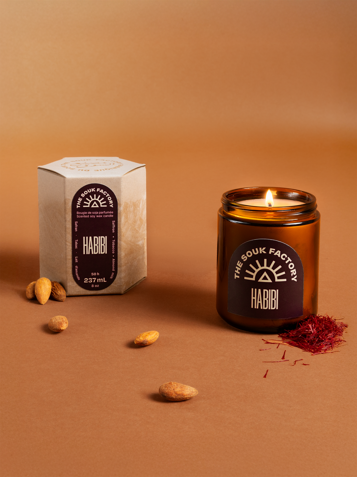 Bougie Habibi - Safran, tabac & lait d’amande