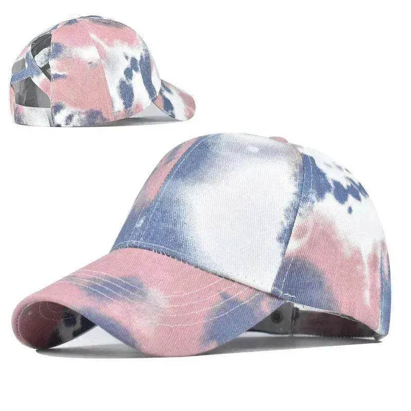 Tie-Dye Hat Pure Cotton Sun Visors Ponytail Cap