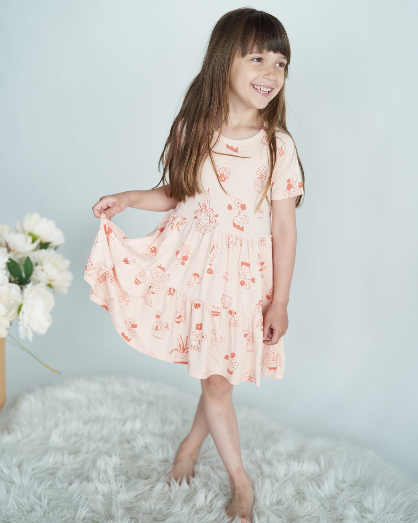 Bamboo Tiered Jersey Dress with Bloomer (Plantastic Print)