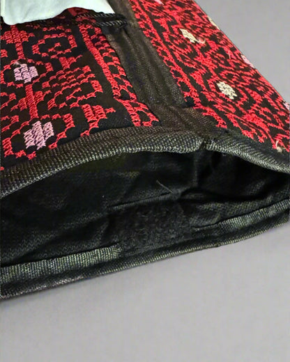 Tatreez Tissue Box | Red, Gold & Teal – Handcrafted Fabric Cover Made in Jordan