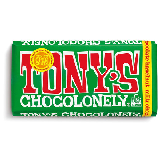 Tablette de chocolat au lait et aux noisettes Tony's Chocolonely, 180g