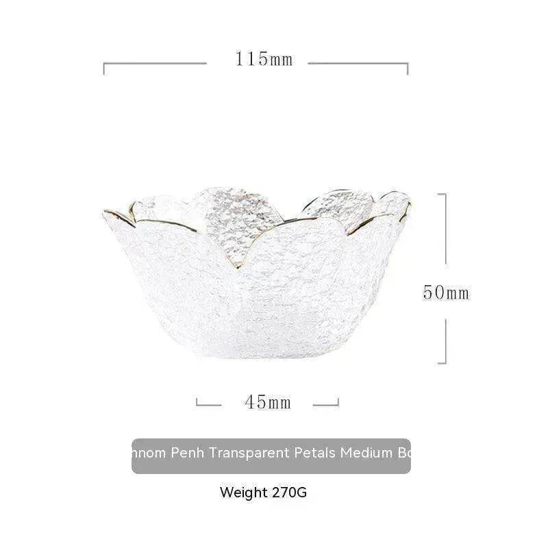 Traditional Japanese Style Hammer Pattern Petal Glass Bowl Set