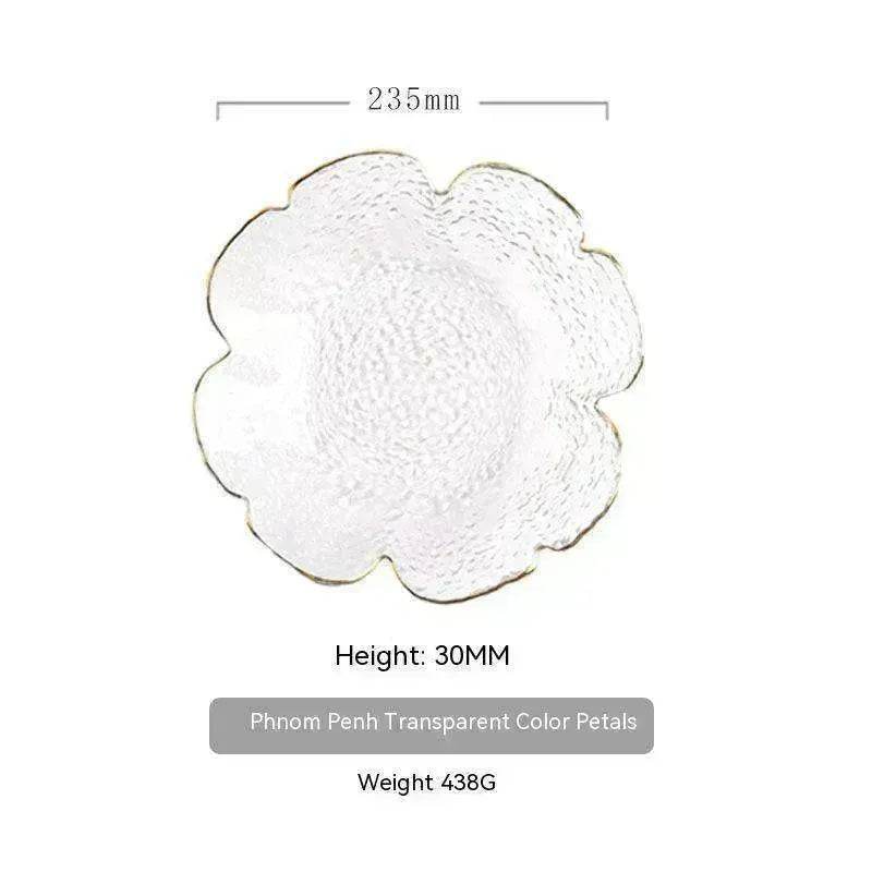 Traditional Japanese Style Hammer Pattern Petal Glass Bowl Set