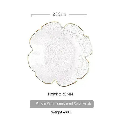 Traditional Japanese Style Hammer Pattern Petal Glass Bowl Set