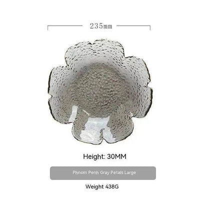 Traditional Japanese Style Hammer Pattern Petal Glass Bowl Set