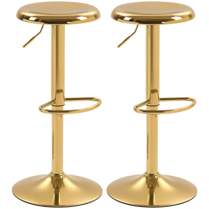 Canmore Modern Adjustable Counter/Bar Stools with Swivel-Set of 2-Gold