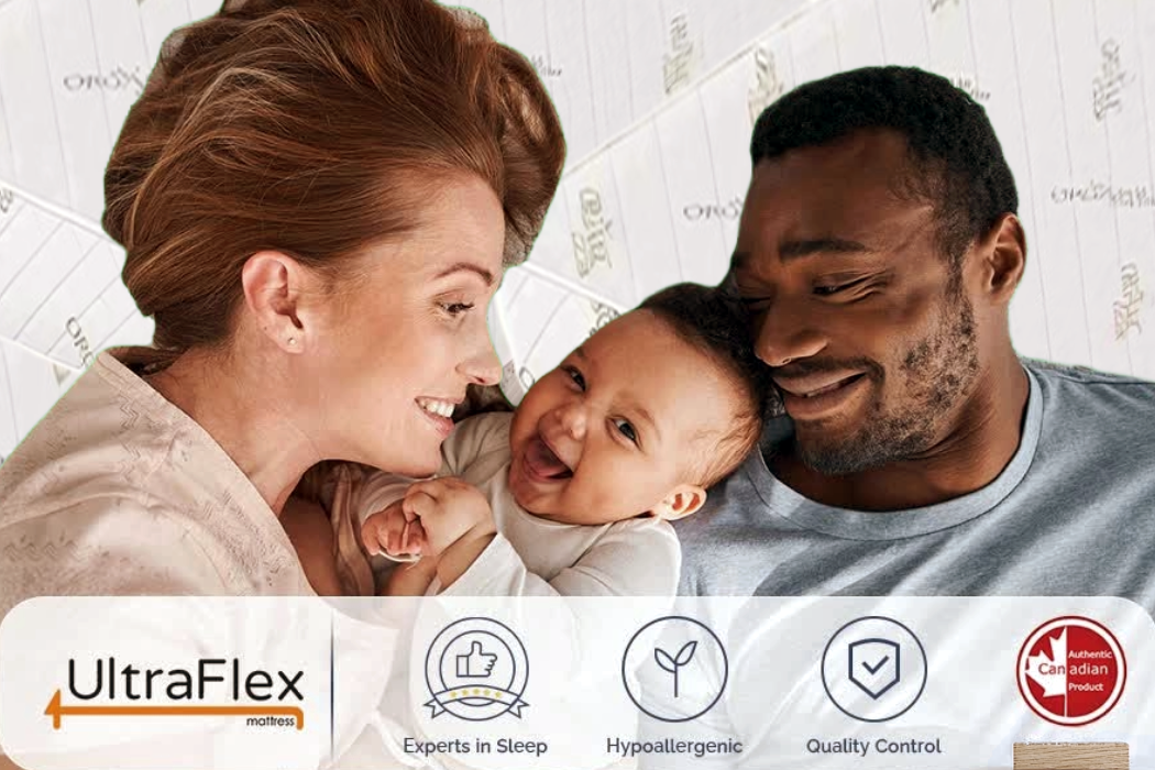 UltraFlex® EcoZen- Ensemble Matelas et Sommier Fermeté Moyenne Réversible, Mousse Certifiée CertiPUR-US®, Housse en Bambou Biologique, Soulage la Pression, Infusion de Gel Rafraîchissant, Matelas Écologique ( Fabriqué au Canada )