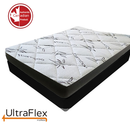 UltraFlex® DreamEasy - Mattress and BoxSpring Set Canadian-Made Medium Firm Gel Infused Comfort with Quilted Top, Pressure Relief, Cooling Technology, Bamboo Cover, CertiPUR-US® Certified Foam (Made in Canada)