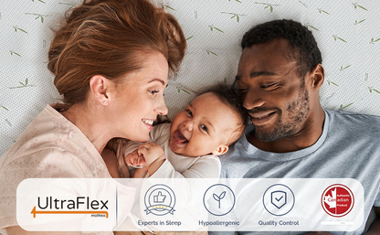 UltraFlex® EasySleep Mattress and BoxSpring Set - Canadian-Made Medium Firm Gel Infused Reversible Comfort With Pressure Relief, Cooling Technology, Bamboo Cover, CertiPUR-US® Certified Foam Eco-Friendly Mattress (Made in Canada)