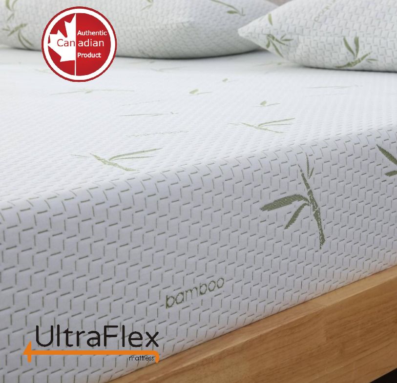 UltraFlex® EasySleep- Canadian-Made Medium Firm Gel Infused Reversible Comfort With Pressure Relief, Cooling Technology, Bamboo Cover, CertiPUR-US® Certified Foam Eco-Friendly Mattress (Made in Canada)