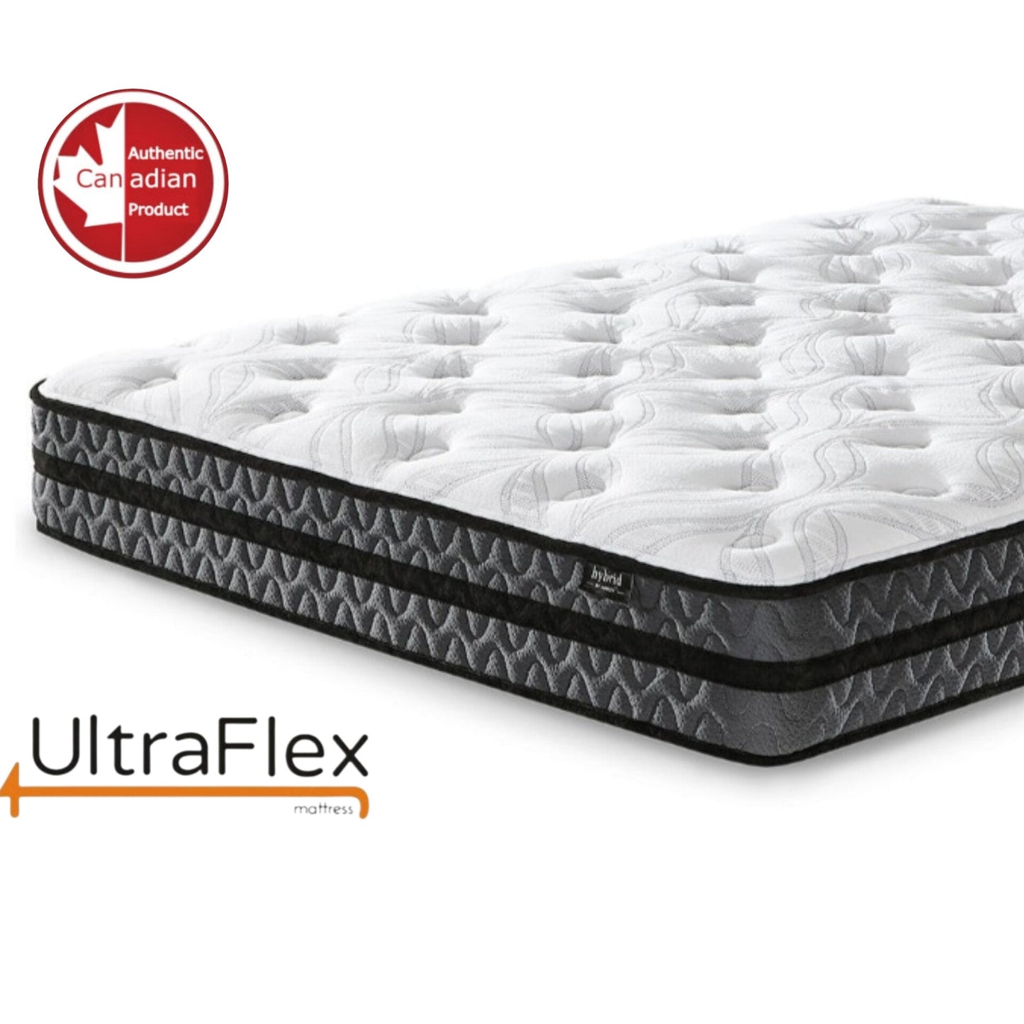 UltraFlex® JOY - Matelas hybride orthopédique, avec mousse à ressorts intérieurs et contour en mousse, écoresponsable (Fabriqué au Canada)