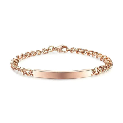 Unisex Titanium Steel Curved Plate Rose Gold Plated Bracelet