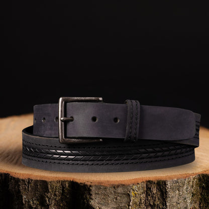 Brown Arrow Patterned 100% Real Distressed Leather Belt