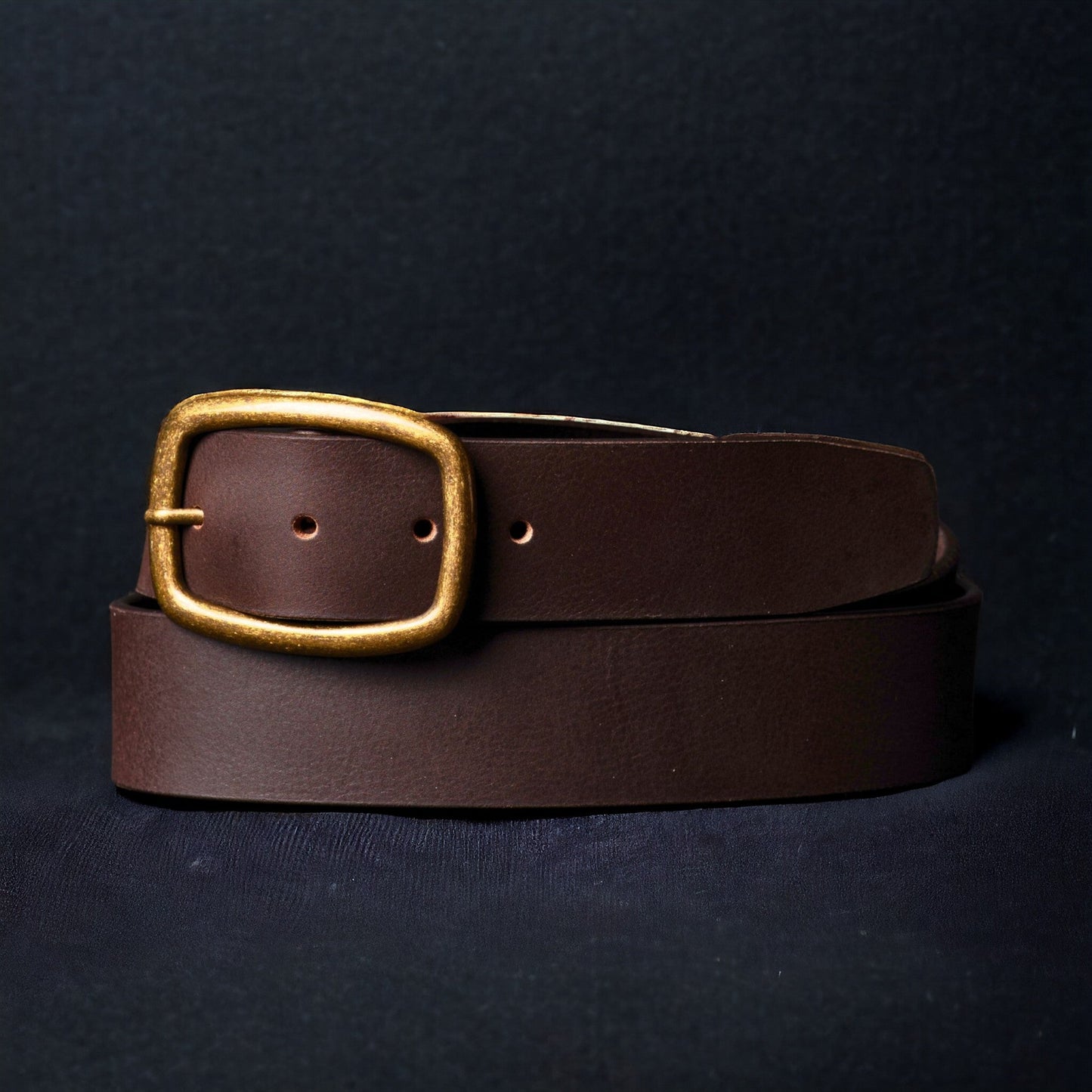Amara - Black Leather Dress Belt with Gold Buckle - Made in Canada