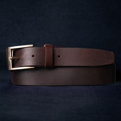 The Crest Belt - Slim Black 35mm 100% Full-Grain Leather Belt