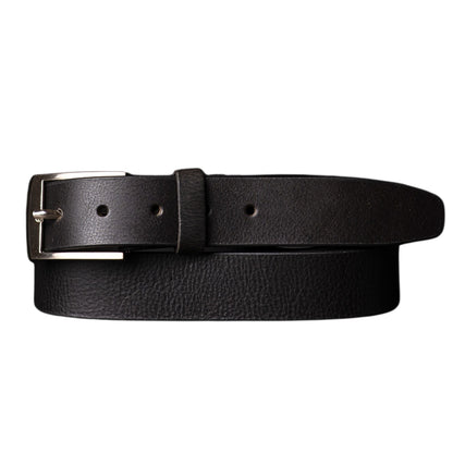 The Crest Belt - Slim Black 35mm 100% Full-Grain Leather Belt