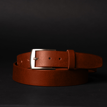 The Crest Belt - Slim Black 35mm 100% Full-Grain Leather Belt